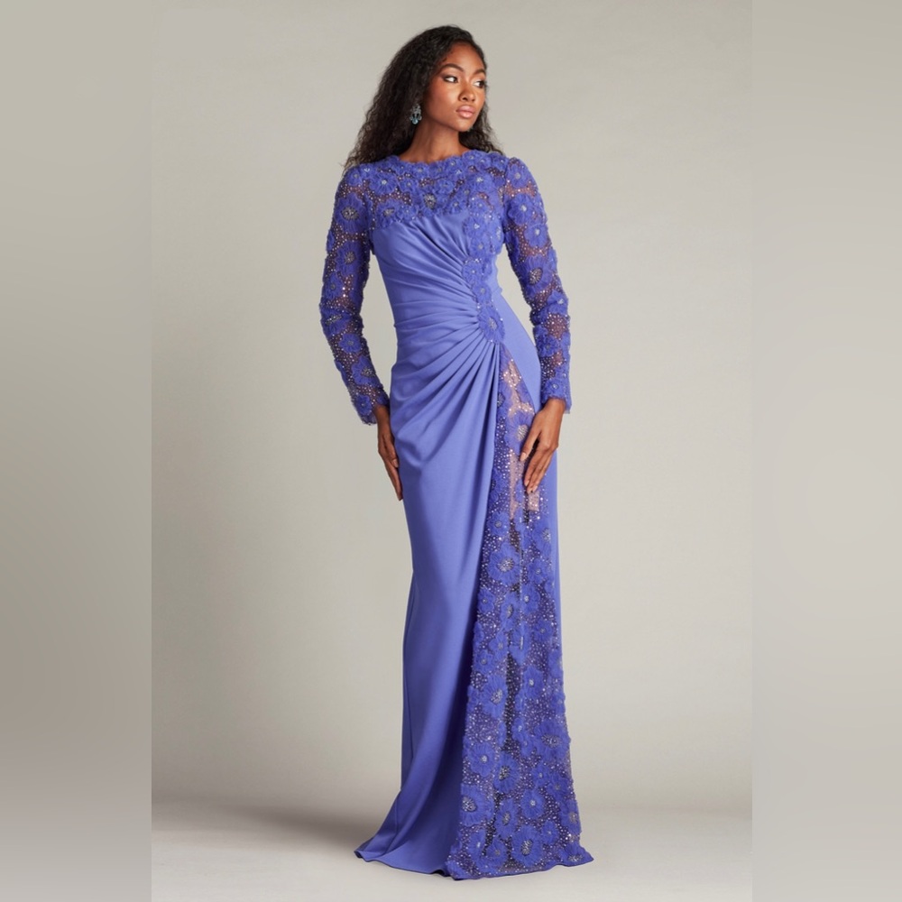 TADASHI SHOJI - SAGAMORE RIBBON FLOWER EMBELLISHED GOWN